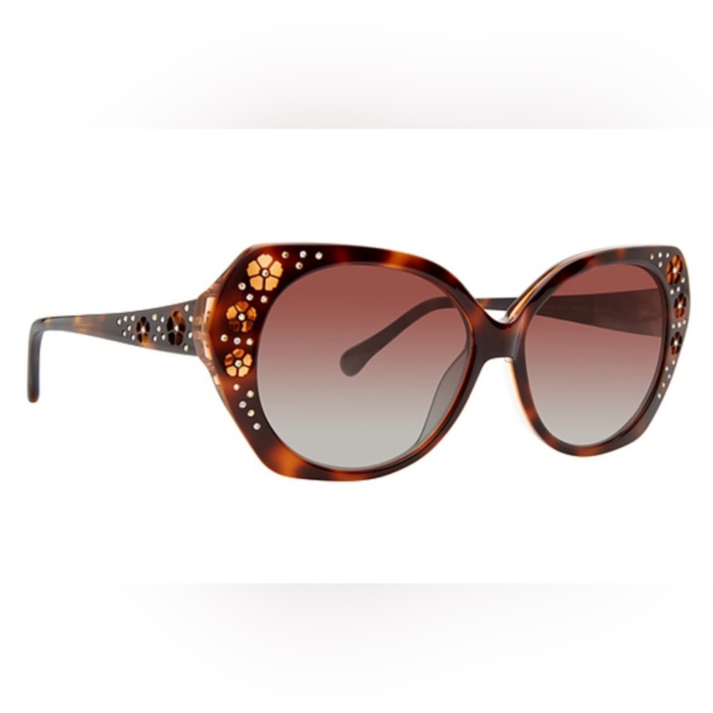 Trina Turk Nantucket Brown Tortoise Sunglasses with Metallic Crystal Accents